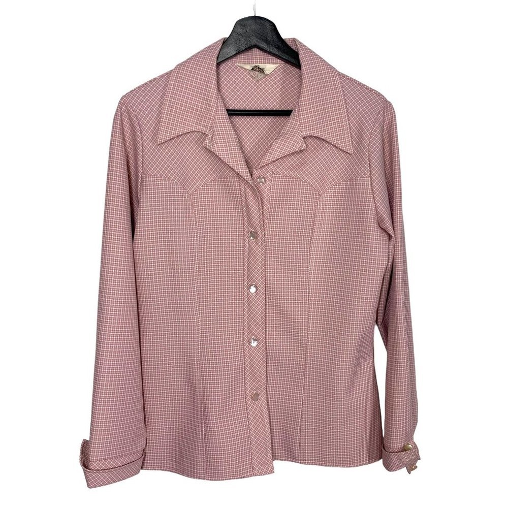 Vintage 60s Prior Mauve Micro Squared Print Western Leisure Suit Jacket Large